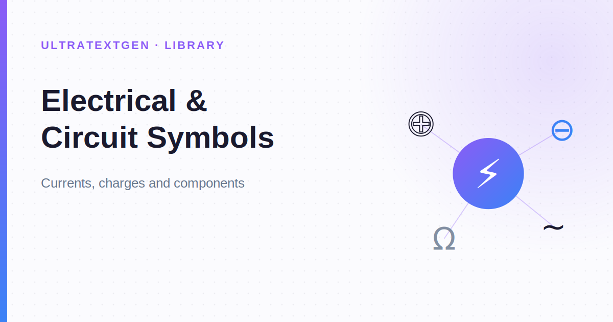 Electrical & Circuit Symbols: Copy & Paste Ω ⏚ ⚡ Engineering Glyphs