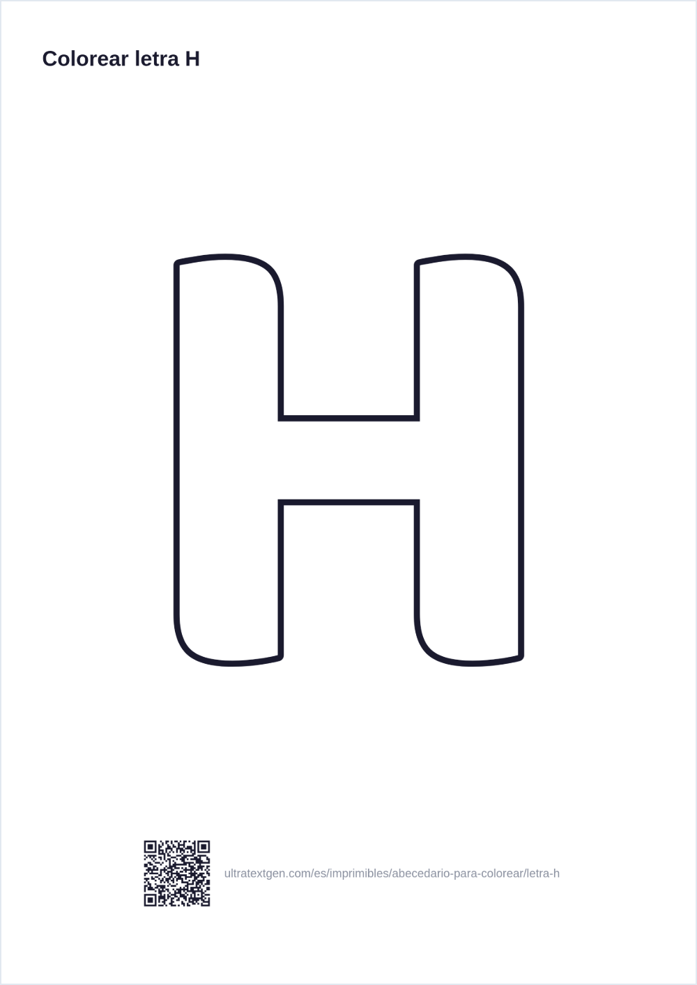 Letra H para imprimir y colorear: vista previa de la hoja para imprimir