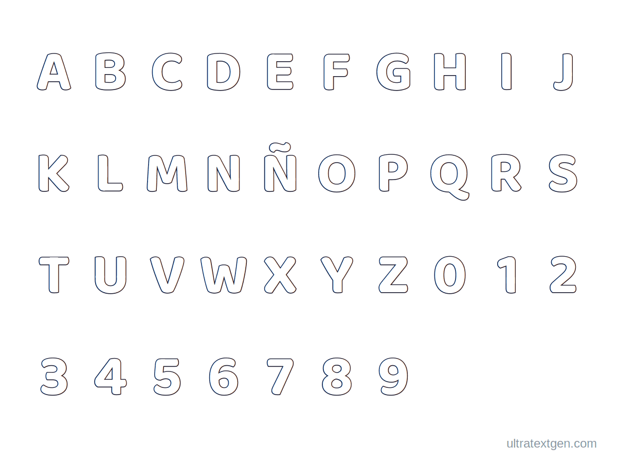 Abecedario y números para imprimir y colorear (A–Z y 0–9): vista previa de la hoja para imprimir