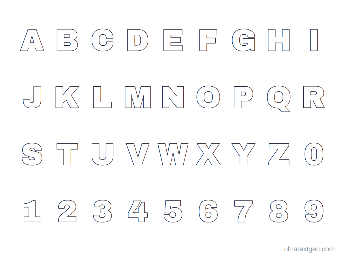 Lettres à imprimer et à découper, A–Z & 0–9: aperçu de la fiche à imprimer