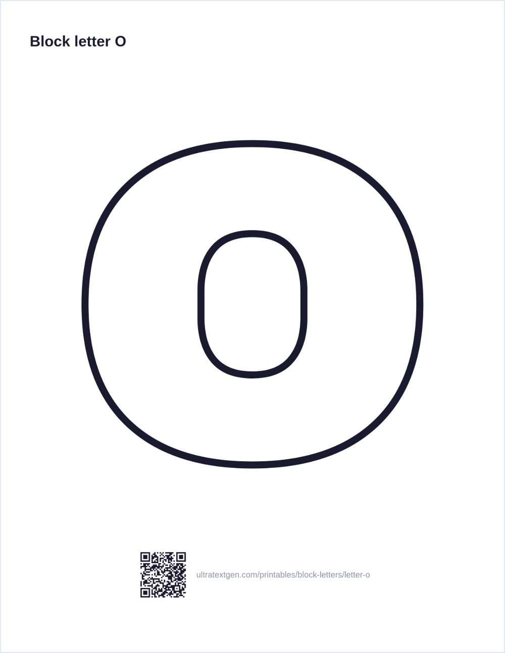 Printable block letter O stencil: hollow outline to print, trace and cut out