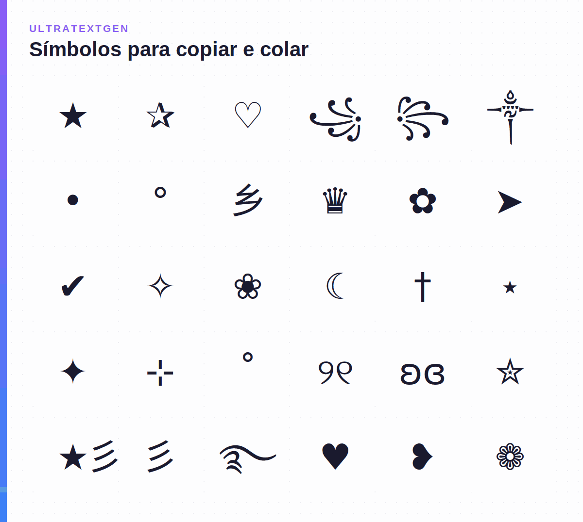 Símbolos para copiar e colar