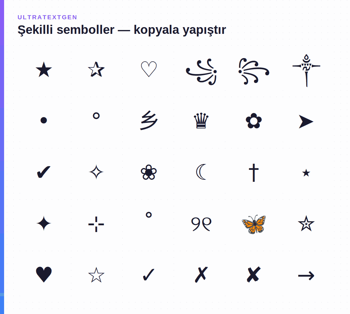 Şekilli semboller — kopyala yapıştır