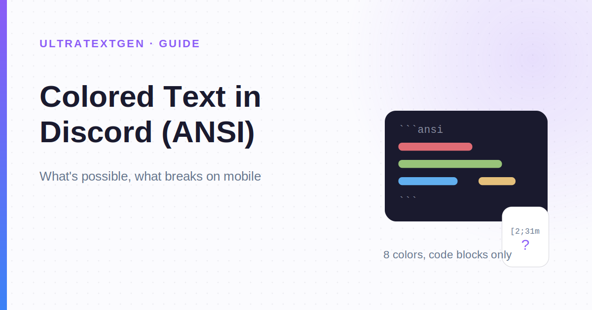 Discord Colored Text (ANSI): What Works, What Breaks | UltraTextGen